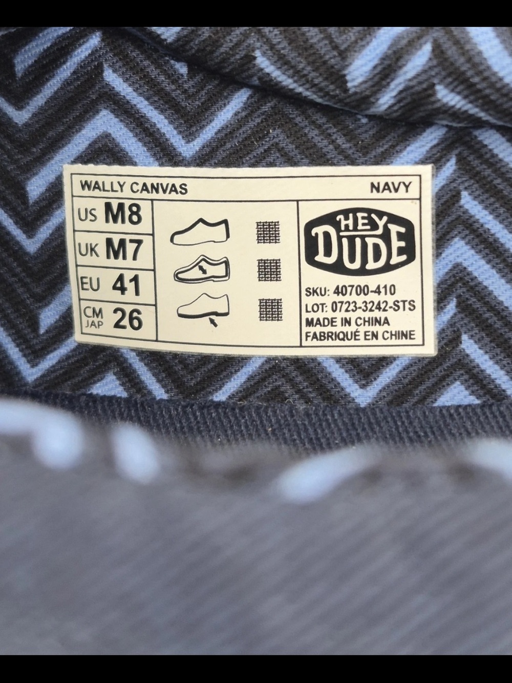 Hey Dude Men's Size 8 Wally Canvas Navy Casual Slip-On Comfort Shoes - Picture 11 of 11